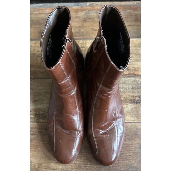 Florsheim Duke Cognac Smooth Leather Bike Toe Side Zipper Boots USA Men Size 10D main image 5